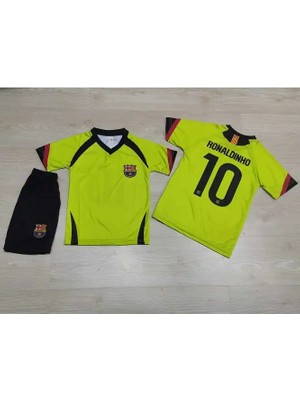 Legent Lady F.c B.a.r.c.e.l.o.n.a Ronaldinho Nostalji Çocuk Forması 3'lü Set (Neon)