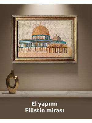Zaytoon Sanatsal Mozaik Taş Paneli Kubbet-Üs-Sahra Altın Çerçeve P00050