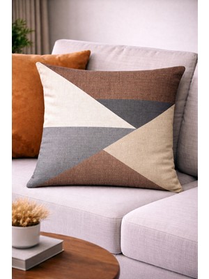 Kahverengi Asimetrik Desen Yastık Kırlent Kılıfı SHKRL391