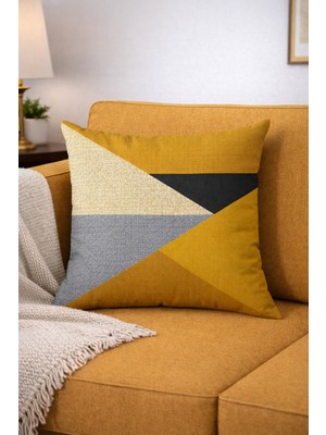 Hardal Rengi Asimetrik Desen Yastık Kırlent Kılıfı SHKRL1121