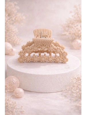 Nati Co Minimal Boncuklu Mandal Toka | Modern Saç Tokası (6 Cm)