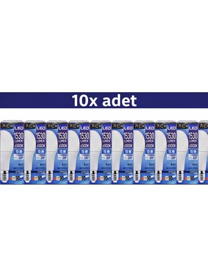 Kondel Aydınlatma Ack 15W LED Ampul 6500K Beyaz Işık 1530 Lümen E27 Duy 10'lu Paket Uzun Ömürlü