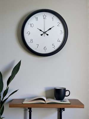 Epilons Mey Ithalat® Pure Time Black 40 cm Metal Duvar Saati