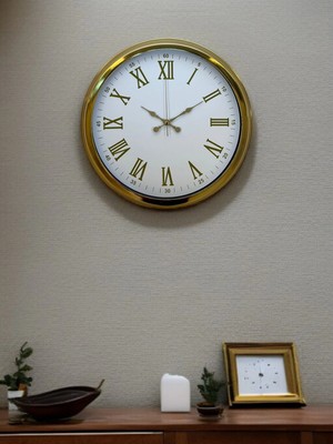 Epilons Mey Ithalat® Royal White Gold 40 cm Metal Duvar Saati