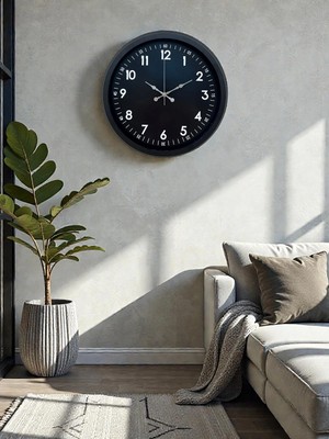 Epilons Mey Ithalat® Pure Dark Black 40 cm Metal Duvar Saati