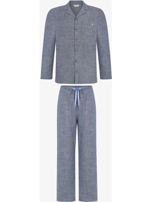 Penti Erkek Oat Check Çizgili Uzun Kollu Pijama Takımı