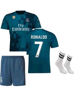 Legent Lady 2018 Turkuaz-Mavi Cristiano Ronaldo Çocuk Forması Şort Çorap Bileklik 4'lü Set
