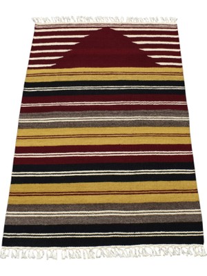 Zehra Abla Halı Yeni El Dokuması Hatay Seccade Çok Renkli Mihraplı Yün Kilim 6971