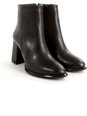 Rella Siyah Kalın Topuklu Fermuarlı Şık Günlük Kadın Bilek Bot