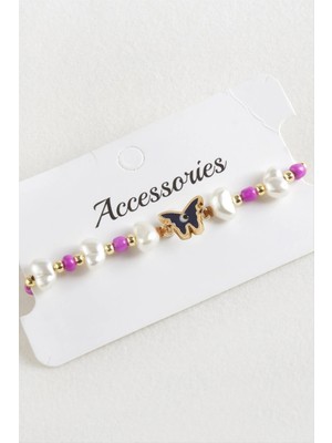 Ronanna Kelebek Boncuk Inci Makrome Ip Bileklik