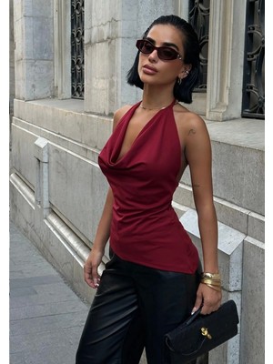 Les Séduisantes C.A. Boyundan Ip Bağlamalı Asimetrik Kesim Degaje Yaka Bluz