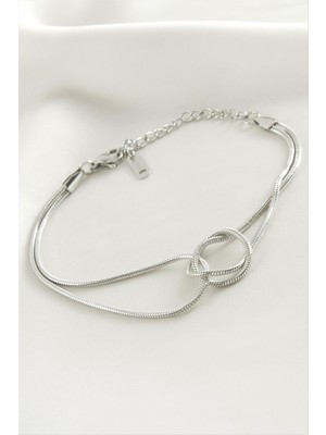 Ronanna Örgülü Silindir Zincirli Çelik Bileklik