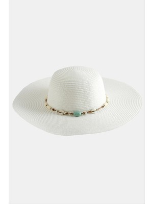 Ronanna Etnik Boncuklu Hasır Şapka