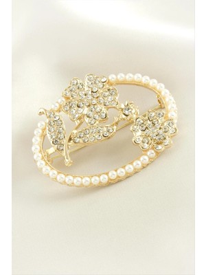 Ronanna Yonca Çiçek Inci Taşlı Broş