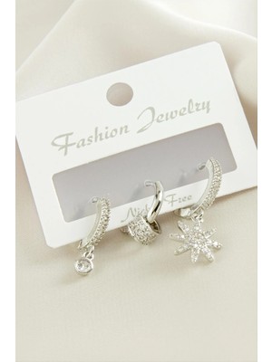 Ronanna 3 Adet Yıldız Zirkon Taşlı Küpe