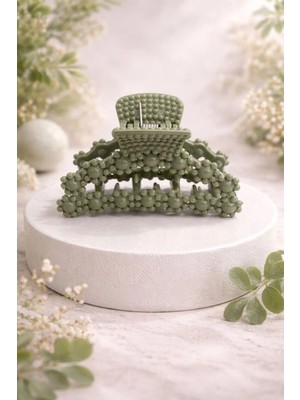 Nati Co Minimal Boncuk Detaylı Mandal Toka | Modern Saç Tokası (6 Cm)