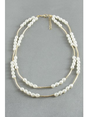 Ronanna Oval Inci Ikili Kolye