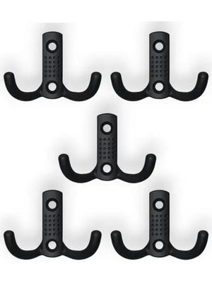 Mavi Trend 5 Adet Siyah Noktalı Askı Metal Askı Portmanto Askılık Dolap Mobilya Askısı Siyah (Vidalar Dahil)