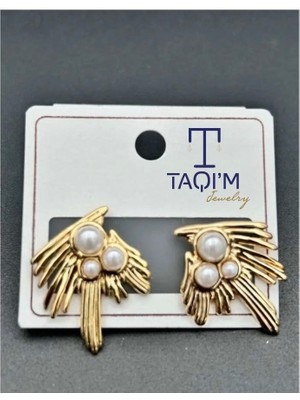 Taqi'm Jewelry Incili Gold Küpe Çelik