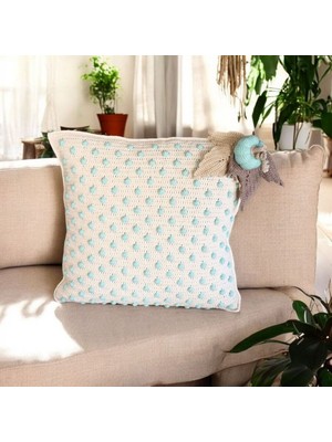 Pitaya Sanat Kabak Detaylı El Yapımı Pamuk Örgü Dekoratif Yastık 40X40 cm – Elyaf Dolgulu Nokta Desenli Koltuk Yastığı