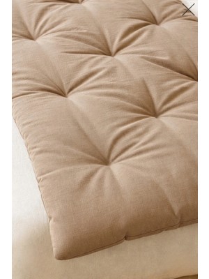 Moda Kesim Keten Koltuk Şiltesi 5 cm Dolgulu | Balkon, Sedir ve Bank İçin Koltuk Minderi | Açık Kahverengi Koltuk Pedi