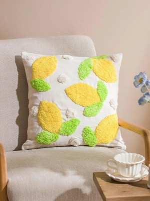 LC Waikiki Limon Nakışlı Kırlent Kılıfı 45X45 cm  (S6)