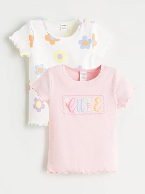 LC Waikiki Baskılı Kız Çocuk Tişört 2 Li  (S6)