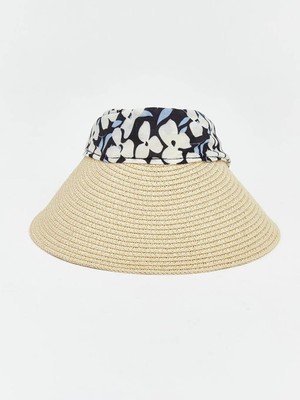 LC Waikiki Çiçek Desenli Hasır Kadın Vizör Şapka  (S6)