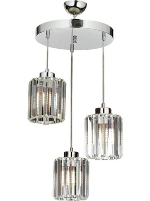 Allians Şık 3'lü Y-12 Kristal Taşlı Sarkıt Avize, Modern ve Işıltılı Tasarım