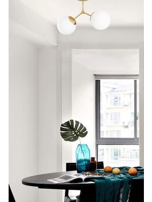 Allians Ikili Eskitme Modern Akrobat Model Beyaz Glop Camlı Avize