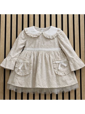 NerKids Kız Bebek Keten Abiye
