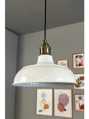 Allians Veluna Beyaz Metal Lale Tekli Retro E27 Sarkıt Avize