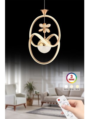 Allians Istanbul Avize Bade Gold 3 Renk LED Kumandalı Modern Tavan Avizesi
