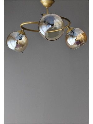 Allians Eskitme Renkli Bal Camlı 3'lü Avize, Modern Salon, Mutfak ve Yatak Odası Için