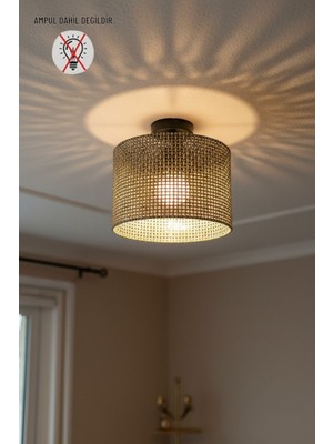 Allians Ratta Hasır Dokulu Sütlü Kahve Tekli Avize, Rustik ve Modern Aydınlatma