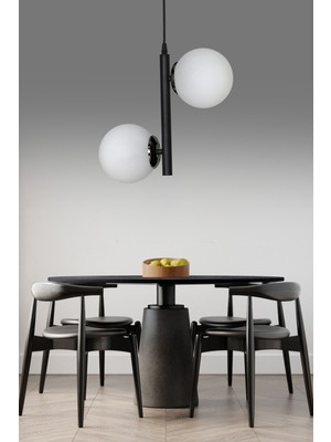 Allians Modern Siyah 2'li Avize Seti, Şık ve Zarif Aydınlatma Parçaları