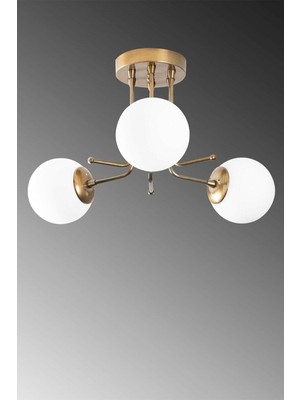 Allians Modern Eskitme Renk Globe Beyaz Camlı 3’lü Avize, Şık ve Şeffaf Tasarım