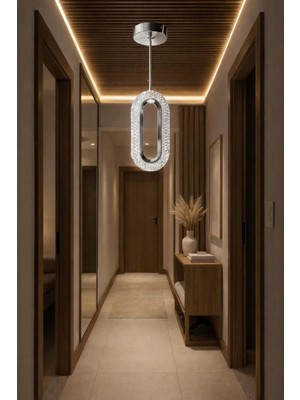 Allians Modern 3 Renk LED Krom Elips Tavan Avizesi, Antre, Banyo ve Mutfak Için