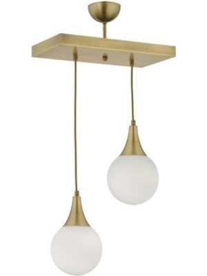 Allians Ikili Dikdörtgen Eskitme Modern Beyaz Glop Camlı Sarkıt Avize