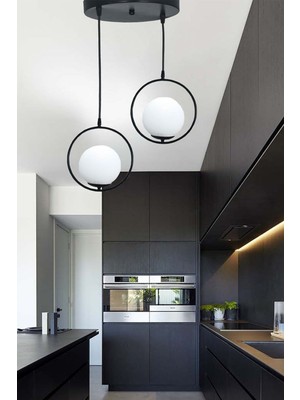 Allians Şık Siyah Camlı Sarkıt Avize, Modern ve Zarif Tasarım, Evinize Şıklık Katın