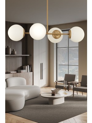 Allians 4'lü Eskitme Modern Yemek Masası ve Avize Takımı Seti