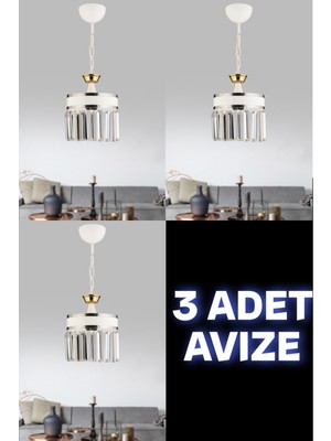 Allians Şık 3'lü Kristal Taşlı Tekli Avize Seti, Modern ve Parlak Tasarım