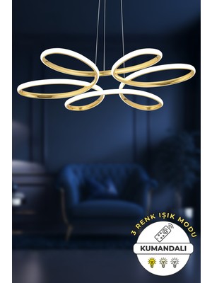 Allians Modern Kumandalı Gold 3 Renk Işık Sarkıt LED Avize