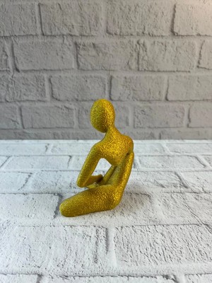Ucuz Tekno Dekoratif Sarı Insan Figürü Modern Masa ve Raf Süsü
