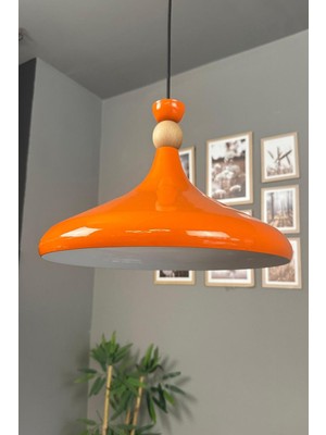 Allians Parlak Turuncu Ahşap Sarkıt Avize, Salon ve Mutfak Için Şık Aydınlatma