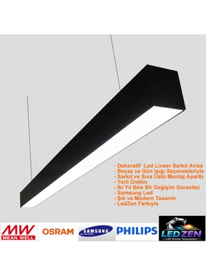 Allians Şık Siyah Lineer Sarkıt 100 cm 32W, Askı Aparatıyla Kolay Montaj