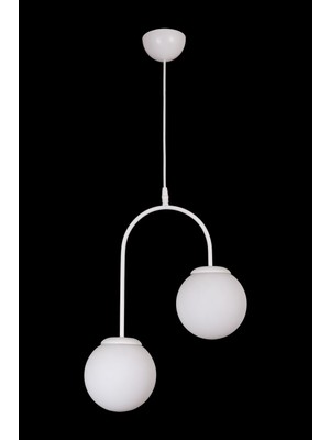 Allians Modern Sarkıt Avize Çiftli Beyaz Cam Gövde, Salon ve Mutfak Için Şık Aydınlatma