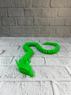 Ucuz Tekno Yeşil Hareketli Ejderha Figürü Esnek Gövdeli Fantastik Dekor 60 cm