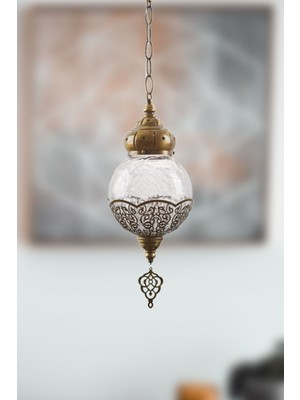 Allians Şık Eskitme Beyaz Camlı Sarkıt Avize, Salon, Mutfak ve Yatak Odası Için