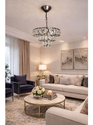 Allians Gri Krom Askılı Tekli Avize, Şık ve Modern Tasarım